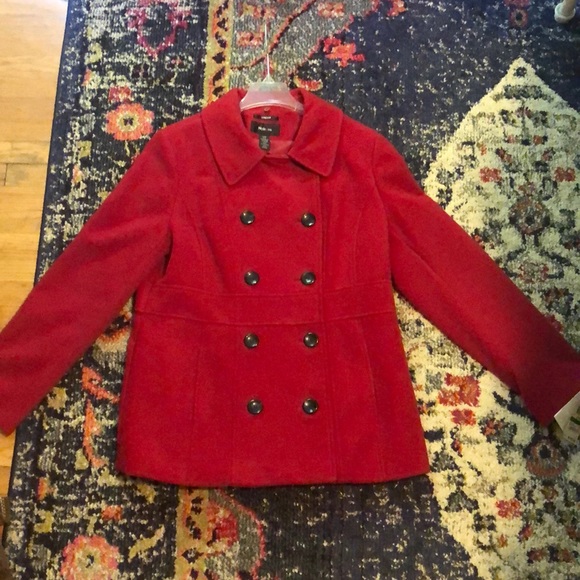 NWT! Style & Co. Red Pea Coat - Picture 1 of 4